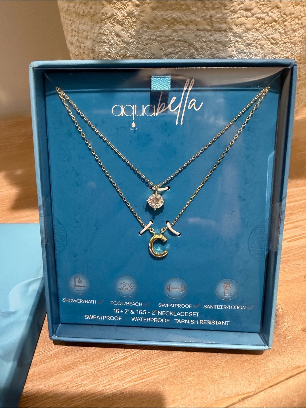 Aquabella Tarnish Free Waterproof Initial 'C' Layered Necklace Set - Picture 2 of 12